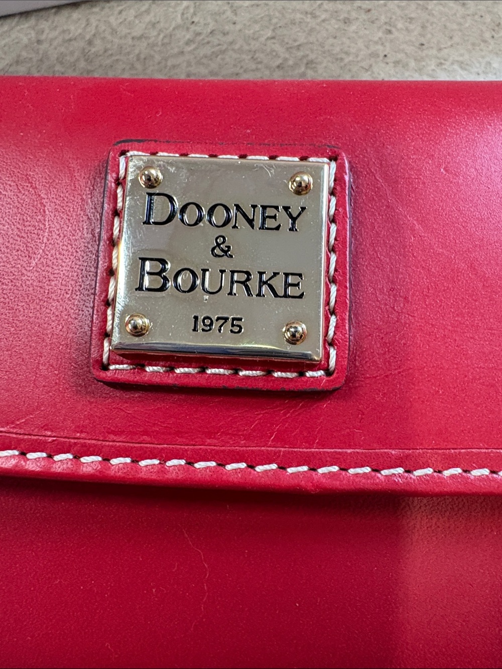 Dooney & Bourke Red Leather Clutch Wallet with Logo Plaque - Picture 3 of 9
